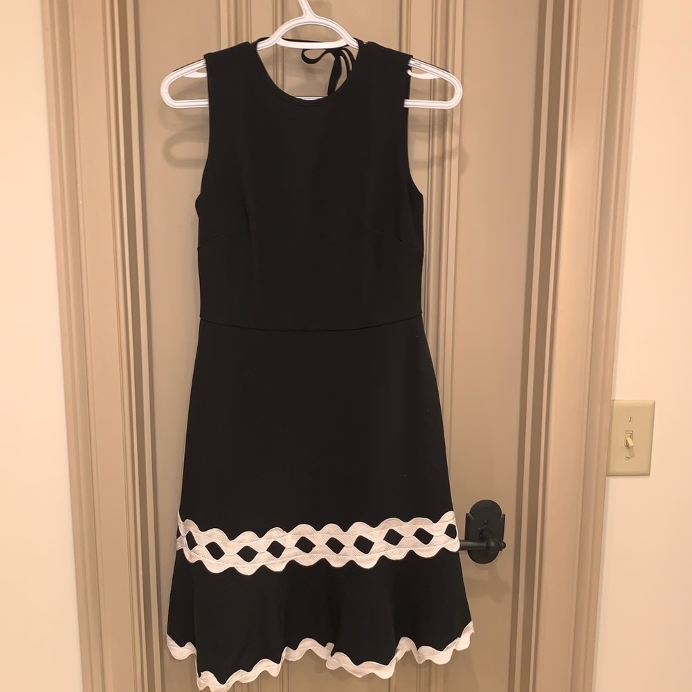 Julia Jordan black dress with wide ivory trim